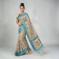 Cream Soft Litchi Silk Saree