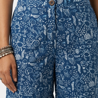 Blue Handblock Print Cotton Shorts