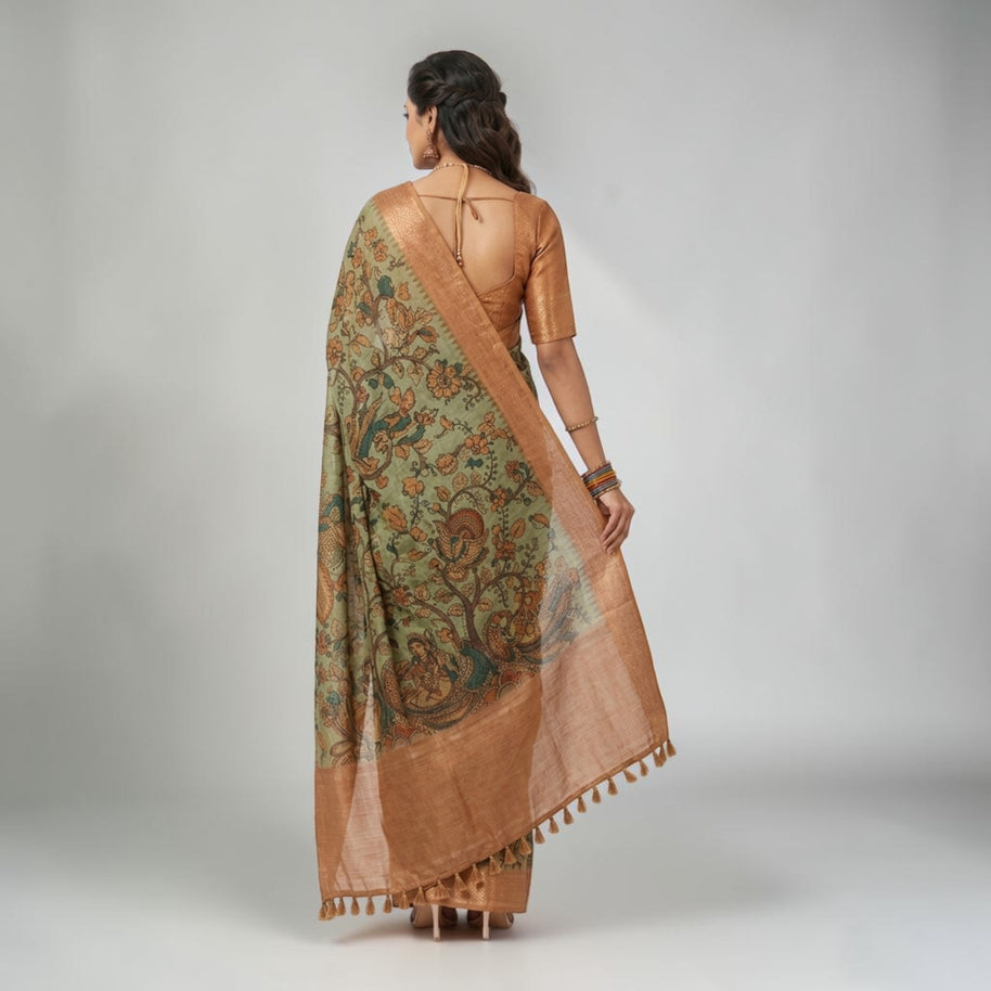 Green Kalamkari Silk Saree