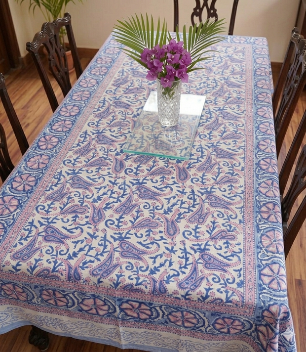 Handblock Print Cotton 6 Seater Rectangular Table Cover