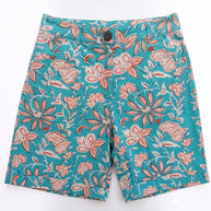Sky Blue Handblock Cotton Shorts
