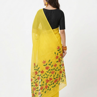 Yellow Handpainted Kota Cotton Saree