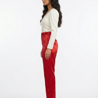 Red Straight Mashru Pant