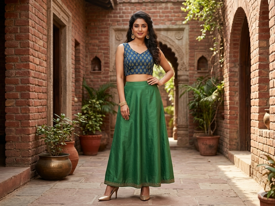 Blue Mashru Silk Blouse