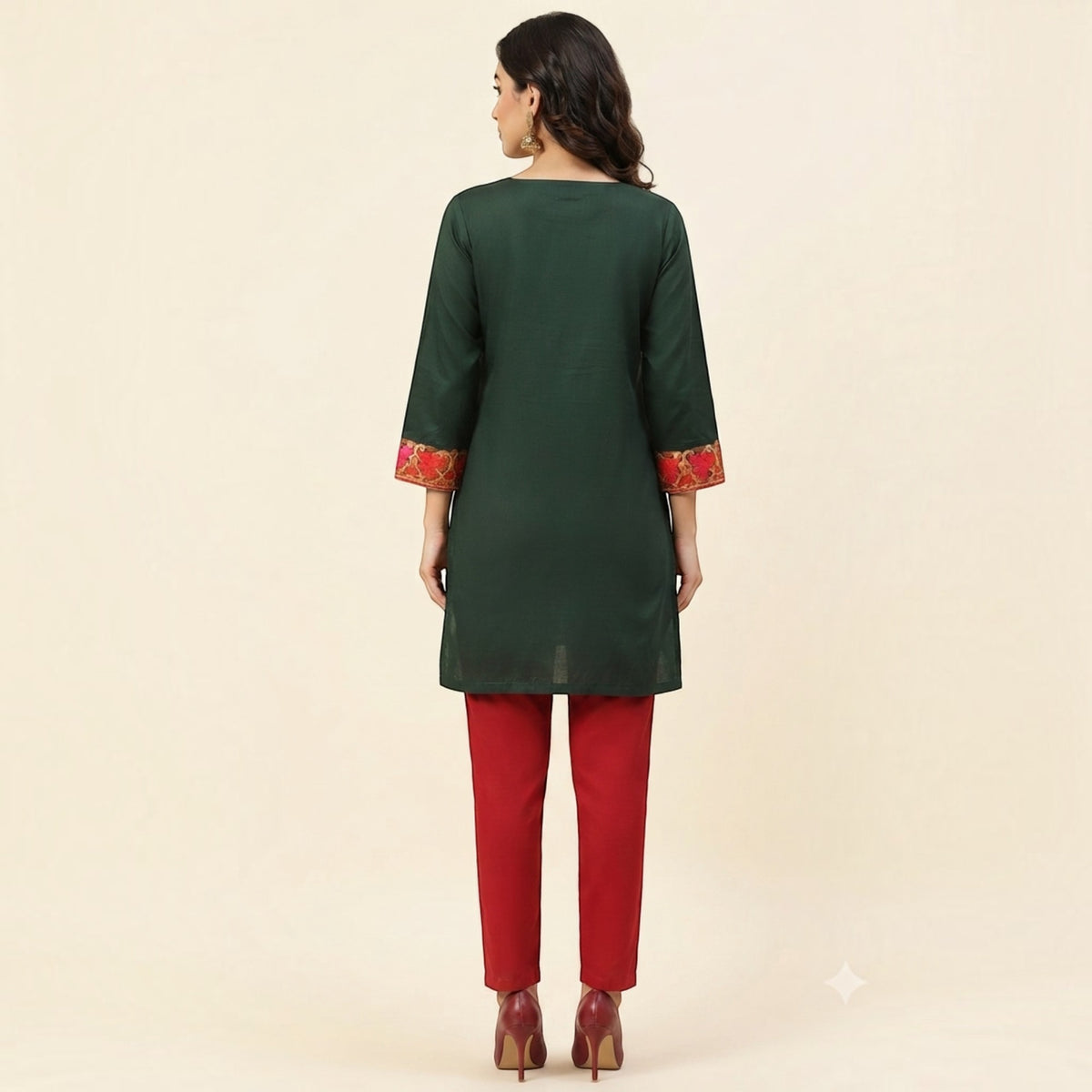 Dark Green Cotton Short Top