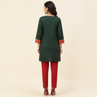 Dark Green Cotton Short Top