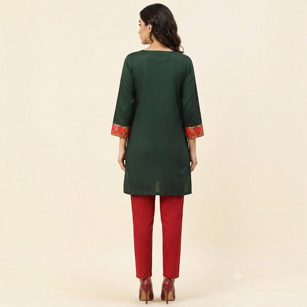 Dark Green Cotton Short Top