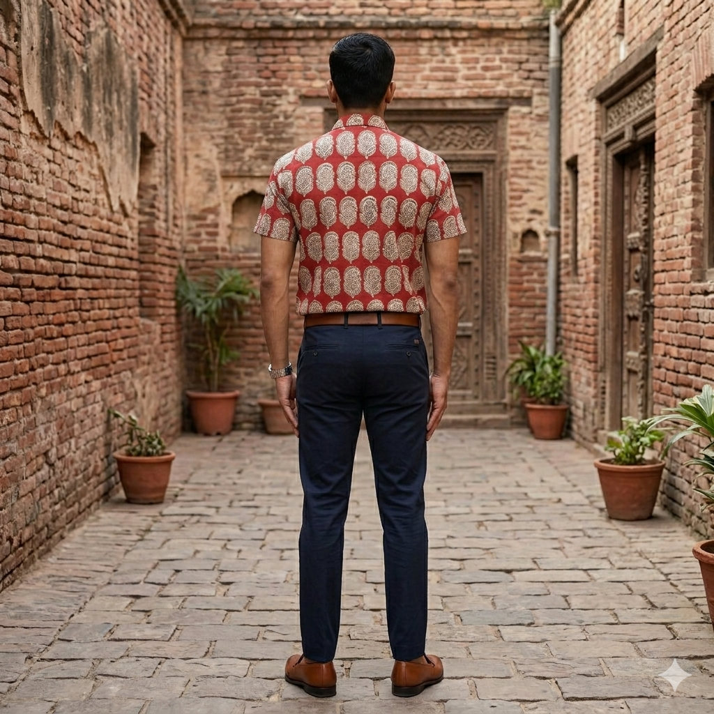 Artsy Hand Block Print Mens Shirt