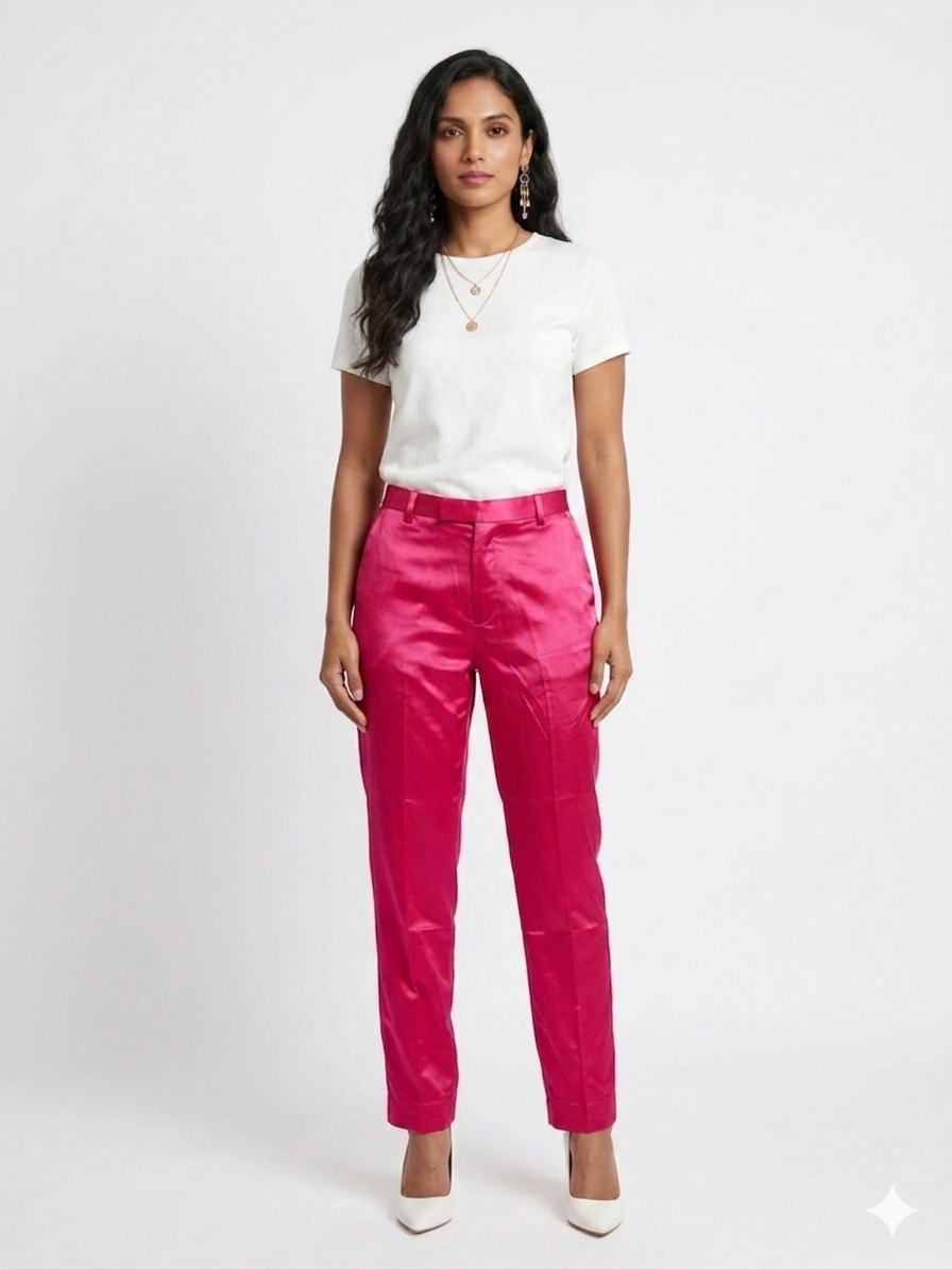 Rani Pink Straight Mashru Pant