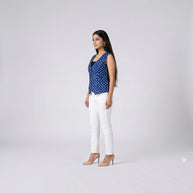 Blue Modal Silk Bandhej Waistcoat