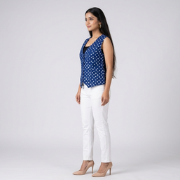 Blue Modal Silk Bandhej Waistcoat