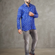 Blue Bandhani Cotton Shirt