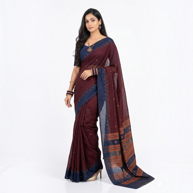 Maroon Kotpad Cotton Saree