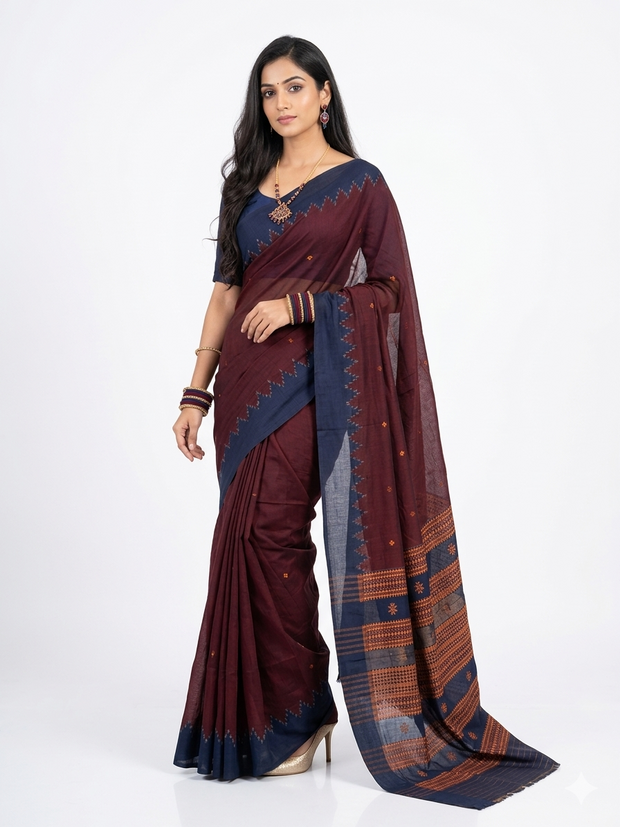 Maroon Kotpad Cotton Saree