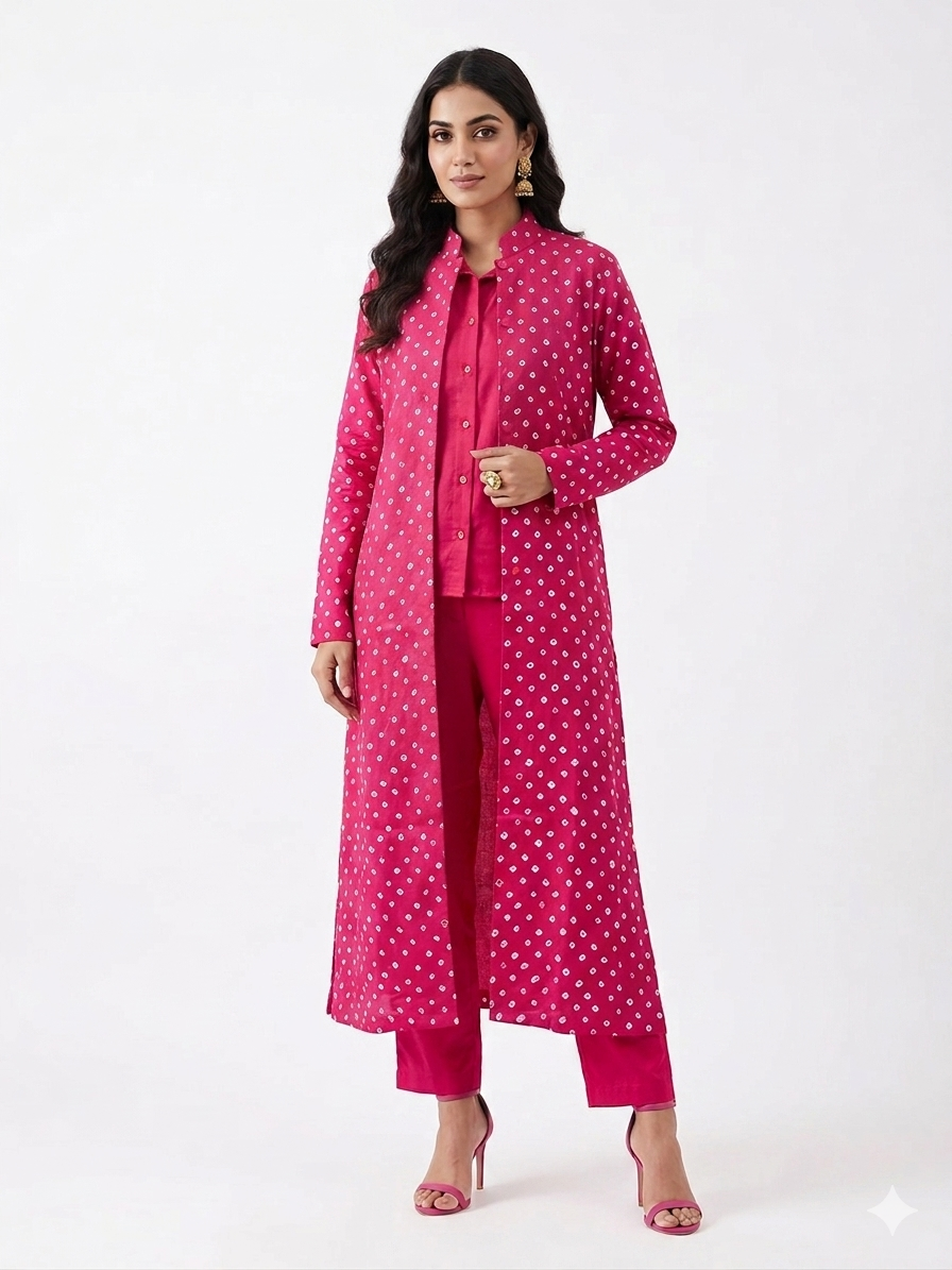 Rajwadi Pink Bandhej Women’s Sherwani