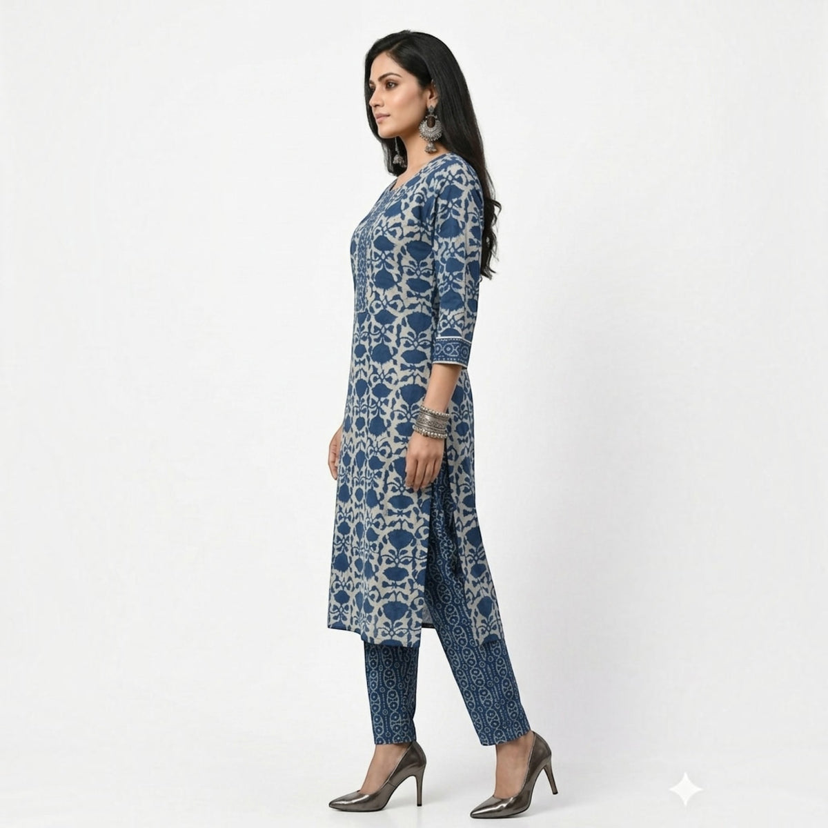 Indigo Handblock Cotton Kurta & Pant