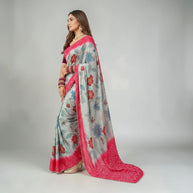 Green Kalmakari Makhmali Silk Saree