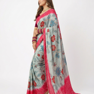 Green Kalmakari Makhmali Silk Saree