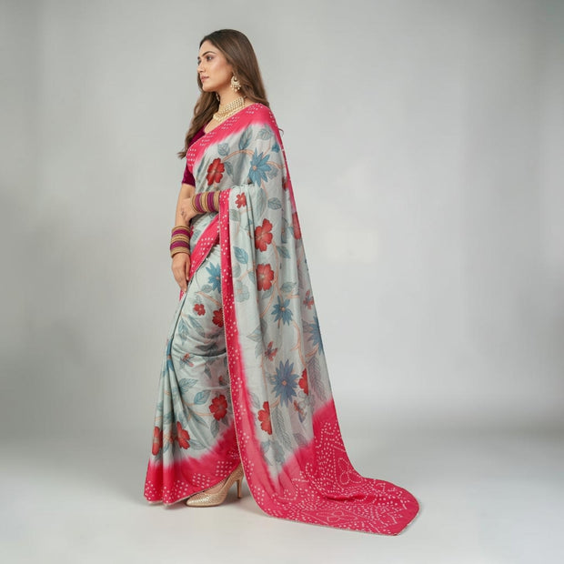 Green Kalmakari Makhmali Silk Saree