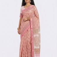 Light Peach Maheswari Silk Saree