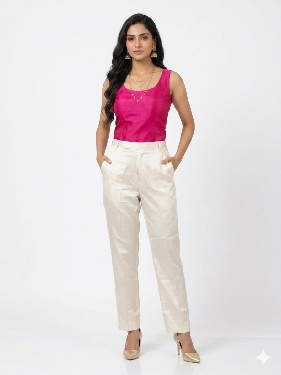 Cream Straight Mashru Pant