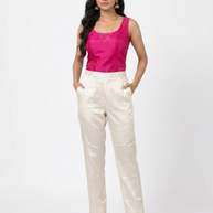 Cream Straight Mashru Pant