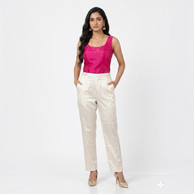 Cream Straight Mashru Pant