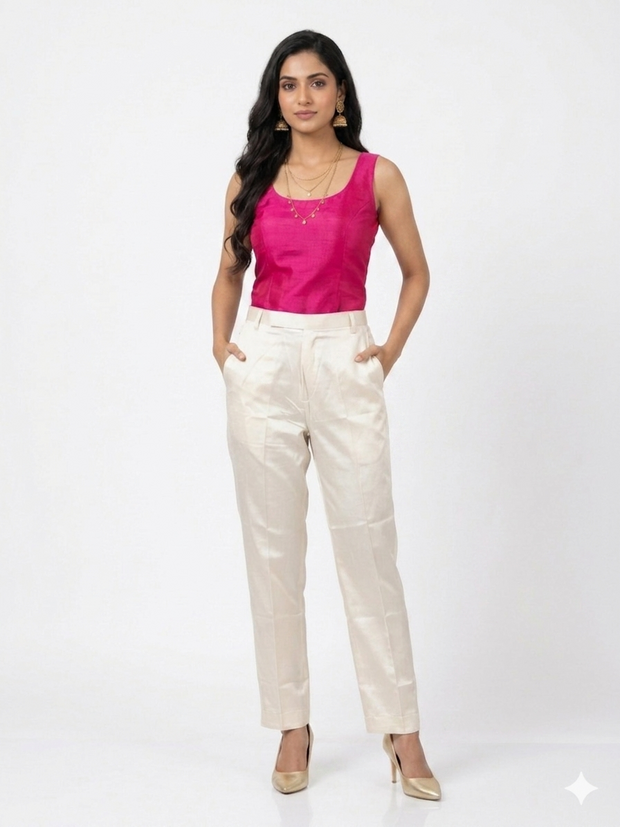 Cream Straight Mashru Pant