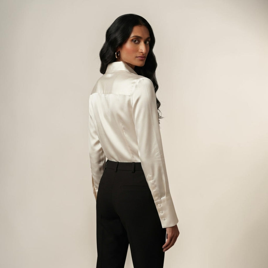 Cream Mashru Silk Shirt