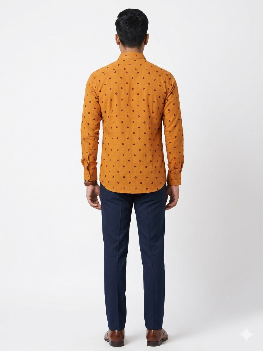 Orange Bandhani Cotton Shirt