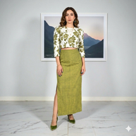 Green Handwoven Cotton Long Skirt