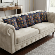 Blue Embroidery Cotton Cushion