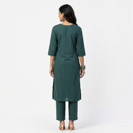 Green Stripe Cotton Kurta Set