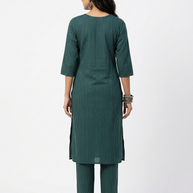 Green Stripe Cotton Kurta Set