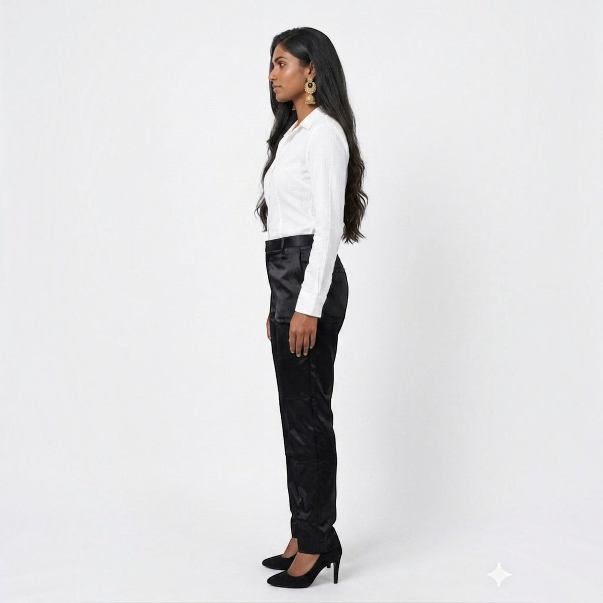 Black Straight Mashru Pant