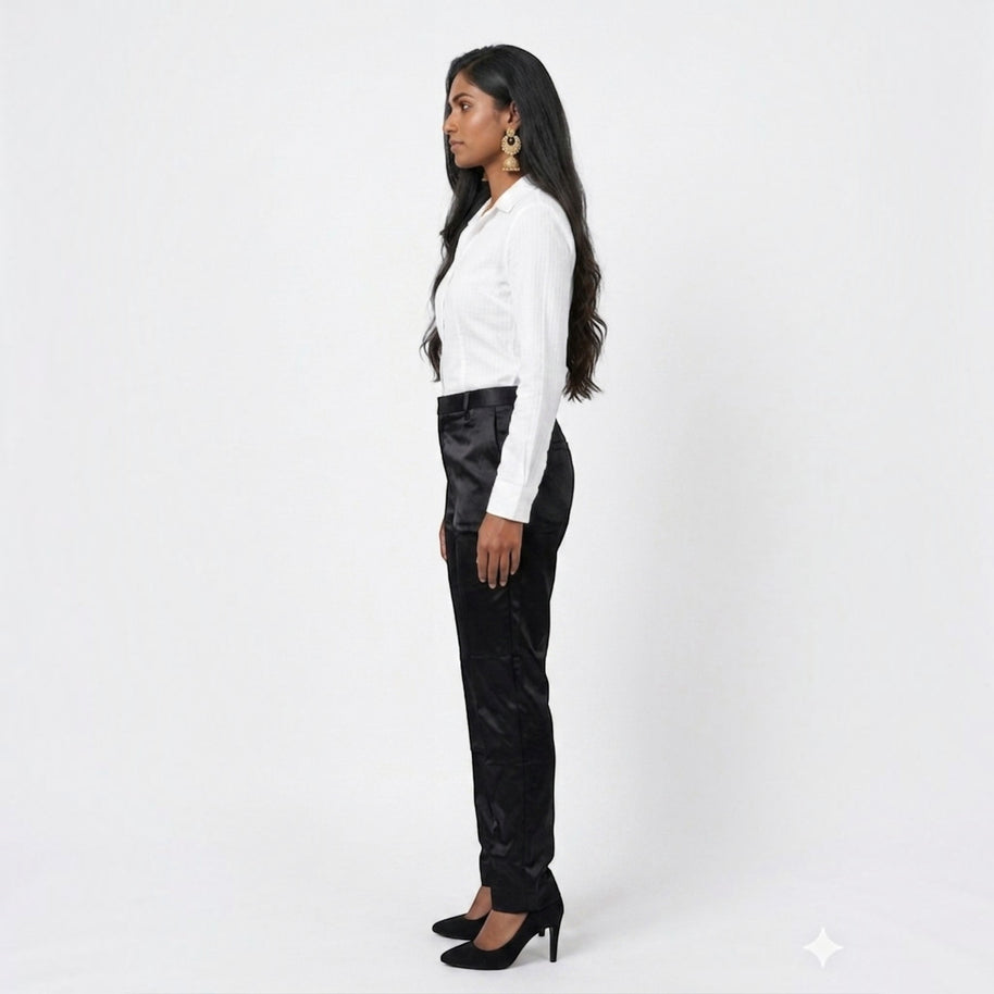Black Straight Mashru Pant