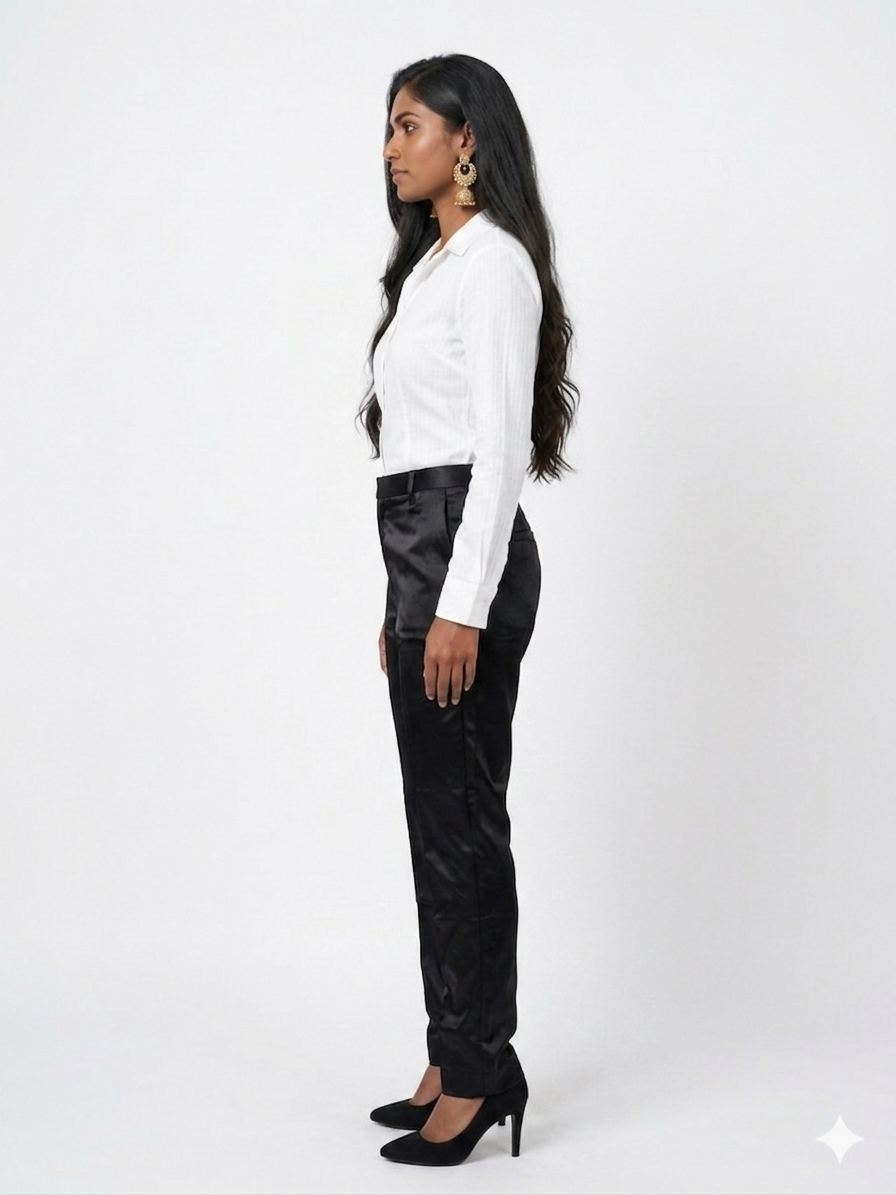 Black Straight Mashru Pant