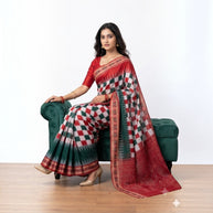 White Red Pasapali Handloom Saree