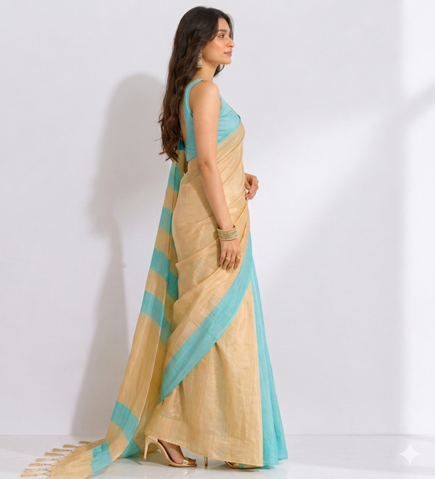 Stripe Radiance Handloom Cotton Saree