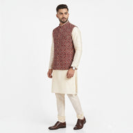 Maroon Ajrakh Silk Jacket