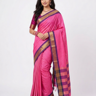 Pink Check Silk Saree