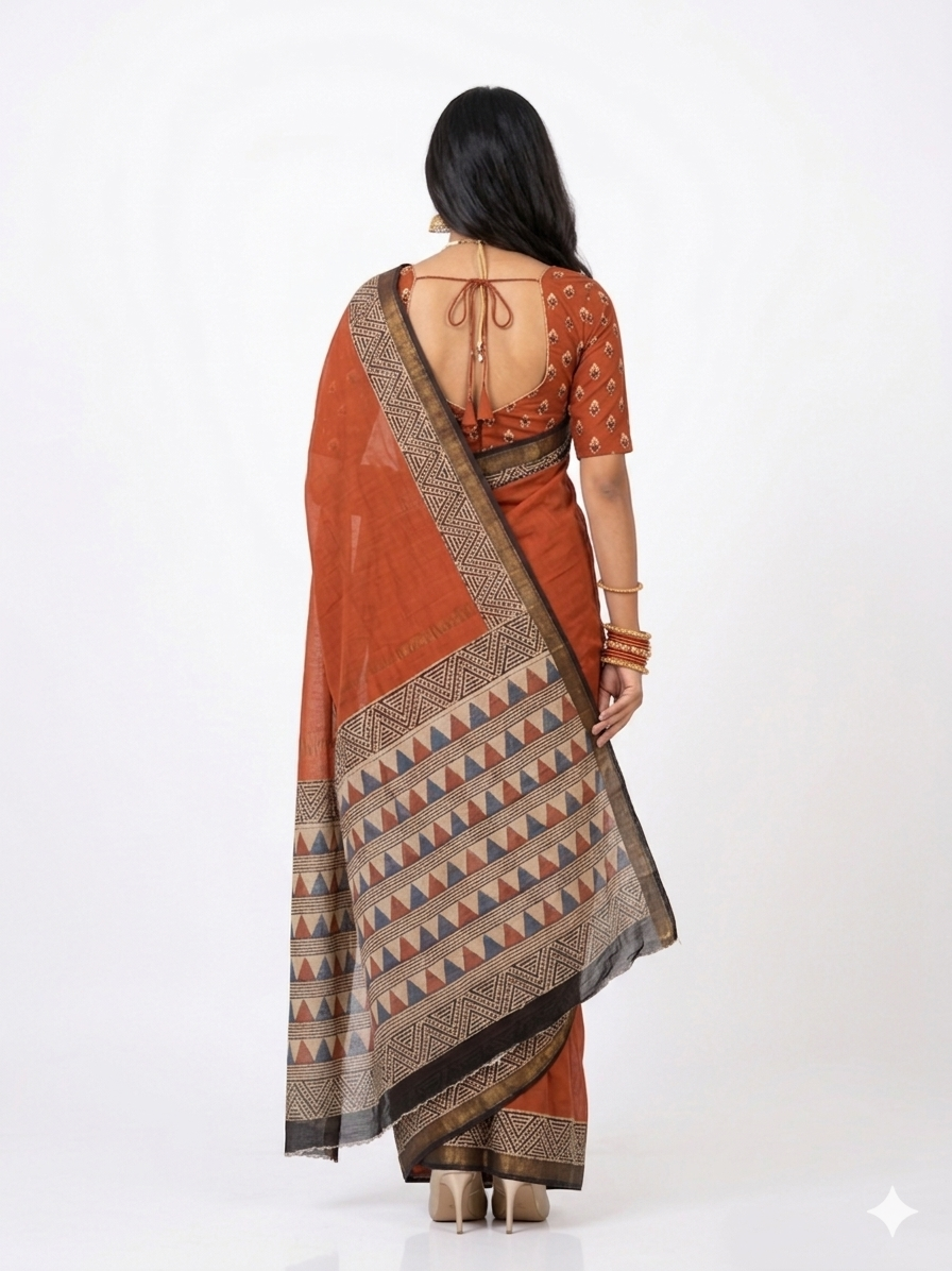 Maroon Plain Maheswari Silk Saree