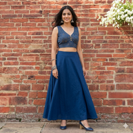 Dark Blue Ajrakh Modal Silk Blouse