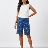 Blue Animal Cotton Shorts