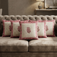 White Handblock Cotton Cushion
