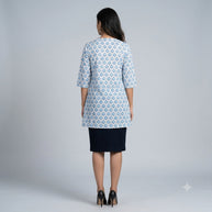 White Betel Leaf Handblock Cotton Shrug