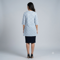 White Betel Leaf Handblock Cotton Shrug