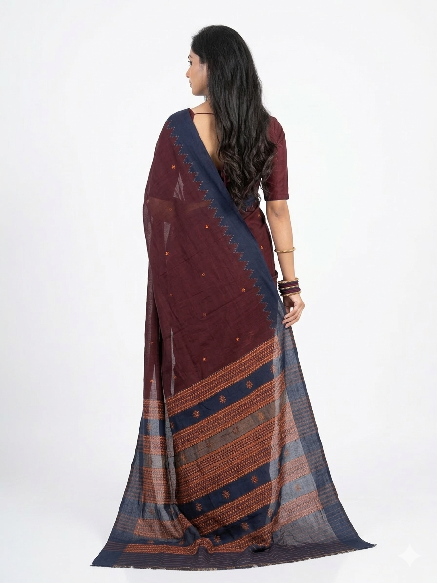 Maroon Kotpad Cotton Saree