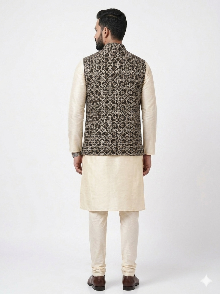 Black Ajrakh Silk Jacket