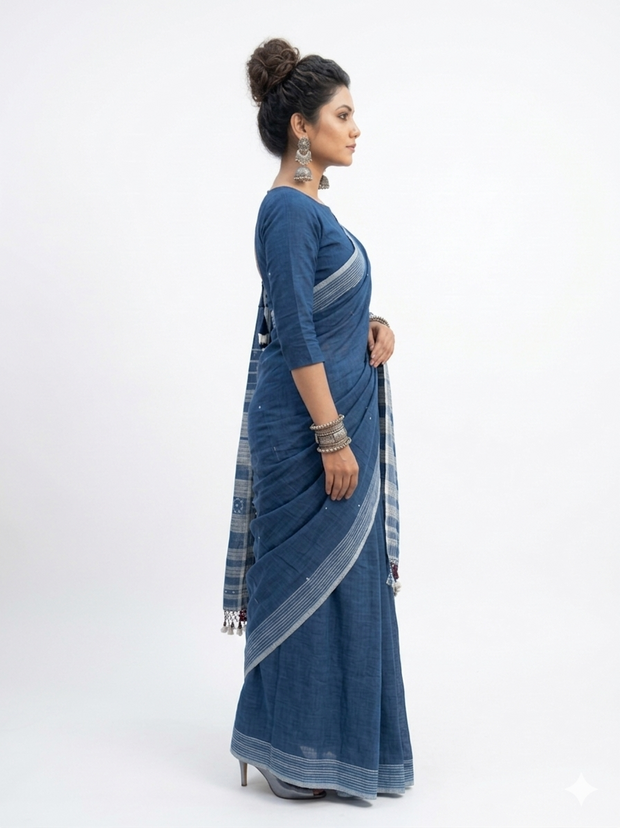 Blue Handloom Bhujodi Saree